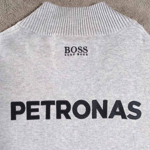NWT Mercedes AMG Petronas F1 Hugo Boss Team Lux 1/4 Zip Sweatshirt Gray XXL - Picture 8 of 12